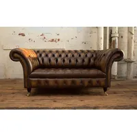 JVmoebel Sofa 2 Sitzer Couch Chesterfield Leder Textil Polster Sofa Couchen Sofas, Made in Europa braun