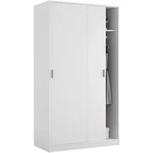 Habitdesign Kleiderschrank mit zwei Schiebetüren mit Kleiderstange und einem Innenregal, Farbe Weiß, Maße 100 x 200 x 51 cm