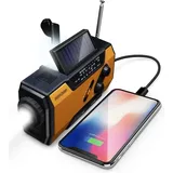 Notfall-wetterradio 2000 Mah (modell A1) Tragbares Ladegerät Mit Solar-/handkurbel-/batteriebetrieb, Am/fm-radio, Led-taschenlampe Und Sos-alarm Für Wanderungen Und Outdoor-aktivitäten