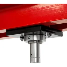 Eberth Hydraulikpresse 12T mit Manometer, 6-fach verstellbar, Arbeitshöhe 910 mm, Arbeitsbreite 513 mm, Gesamthöhe 1610 mm, 2 Auflagebacken, rot