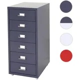 Mendler Rollcontainer Boston T851, Schubladenschrank Stahlschrank, 69x28x41cm 6 Schubladen ~ dunkelgrau