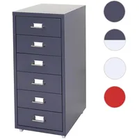 Mendler Rollcontainer Boston T851, Schubladenschrank Stahlschrank, 69x28x41cm 6 Schubladen ~ dunkelgrau