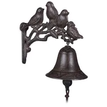 Relaxdays 2 x Türglocke Gusseisen Vögel Dunkelbraun