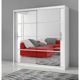 Schiebeschrank DAKOTA 203 cm , Kleiderschrank Schiebetürenschrank , (WEISS) - Weiß