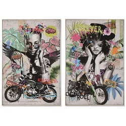 2-teiliges Wandbild-Set Home ESPRIT Urban Modern, handgemalt, 80 x 120 cm