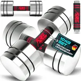 RE:SPORT® 2er Hanteln Set aus massivem Stahl 2,5/5/7,5/10 kg | Hantel Kurzhantel mit Gewichten & Schaumstoffgriff | Fitness Kurzhanteln Home Gym, Krafttraining & Muskelaufbau (Rot, 2 x 10 kg)