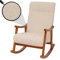 MCW Schaukelstuhl MCW-K10, Relaxsessel, Holz MVG Stoff/Textil Bouclé (450g/m2)