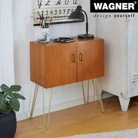 Wagner Möbelbein Hairpin Leg Retro - 12 x 12 x 40 cm, Stahl, gold matt, Bein schräg - Anschraubplatte - 12824501