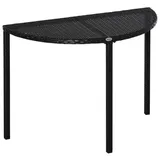 Outsunny Balkontisch halbrund Polyrattan + Metall schwarz 100 x 50 x 74 cm