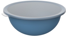 Rotho CARUBA Schüssel mit Deckel, 4,8 Liter, Salatschüssel ideal um Speisen zuzubereiten und frisch zu halten, Farbe: horizon blue