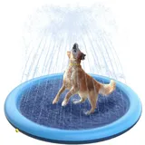Peteast Hundepool für Große & Kleine Hunde, 1.5 m Sommer Outdoor Garten Hunde Wasserspielzeug, Faltbarer Planschbecken, Hundebad Pool verdickt langlebig Anti-Rutsch Sprinkler Spielmatte