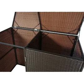 Mendler 2er-Mülltonnenverkleidung HWC-E25, Mülltonnenbox Mülltonnenabdeckung, Poly-Rattan 2x120l ~ braun