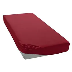 Spannbettlaken BELLANA "Jersey-Lyocell", rot (rubinrot), B:140-160cm L:200-220cm, Jersey-Elasthan, Obermaterial: 48% Baumwolle, 48% Lyocell, 4% Elasthan, Laken, temperaturausgleichend und faltenfrei