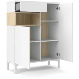 INOSIGN Highboard INOSIGN "Roommers, Anrichte, Stauraum, Sideboard", weiß (weiß, eiche struktur), B:88,7cm H:118,6cm T:36,3cm, Spanplatte, Sideboards, Highboard, Kommode, Höhe 118 cm, Breite 88,7 cm, 1 offenes Fach mit Rahmen-Optik