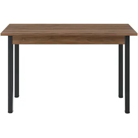 [en.casa] Esstisch, 'Den Haag' 120x60 cm Stahl Walnussoptik - Naturbelassen