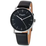 EICHMÜLLER Herrenuhr 3030-05 Slim-Gehäuse Silberfarben Schwarz Lederband 40 mm