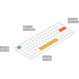 nuphy Air60 V2 kabellose Mini-Tastatur mit Beleuchtung,Unterstützung QMK/VIA Kompatibel mit Windows/Mac OS/Linux für Bluetooth 5.1/2.4GHz/(USB-C)-White Gateron Brown Switch