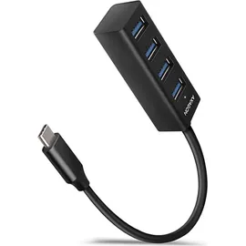 AXAGON HUE-M1C Superspeed USB-C Mini Hub, 4x USB 3.2 Gen 1 (3.1 Gen 1) Type-C 5000 Mbit/s Schwarz