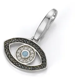 Charm-Einhänger "türkisches Auge, Silber 925", schwarz-weiß (schwarz, weiß), GIORGIO MARTELLO MILANO, Charms, Damen, Silber 925 (Sterlingsilber)