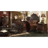 Xlmoebel Schlafzimmer-Set Barockes Schlafzimmermöbel-Set in edlem Design und handgefertigt, (5-tlg., Bett + 2x Nachttische + Spiegel + Kommode), Hergestellt in Europa braun
