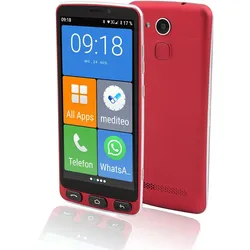 Olympia Smartphone NEO - Seniorenhandy mit großer Darstellung der Bedieneroberfläche, Hörgerätekompatibel, Rot