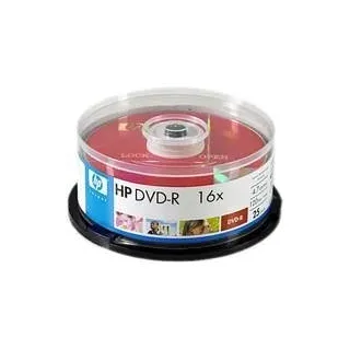 HP DVD-R 4.7GB/120Min/16x Cakebox (25 Disc) Silver Surface
