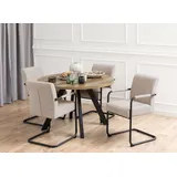 ACTONA GROUP Esstisch Zalida Esszimmertisch, rund, Eichenoptik, schwarze Stahlbeine, Verlängerungsplatten T: 120/210 cm beige