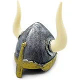 Bestsaller 1427 - Wikingerhelm für Kinder, Ritterhelm mit abnehmbaren Hörnern, Silber/Gold
