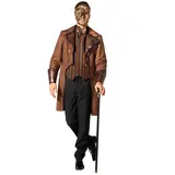 shoperama Brauner Steampunk Herren Mantel mit Schlangenmuster und gestreifte Weste Kostüm Jacke viktorianisch hochwertig, Größe:56