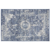 LIFA LIVING 160 x 230 cm Blauer Vintage Teppich für Flur, Wohnzimmer & Schlafzimmer, Wohnzimmerteppich mit Muster Orientalisch, Carpet Rug aus weicher Wolle