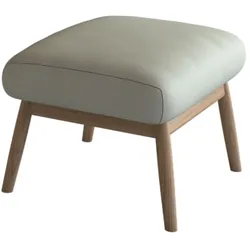 Polsterhocker FLEXLUX "Padova", weiß (warm weiß), B:56cm H:36cm T:44cm, 100% Echteder, Hocker, Fußhocker für Ohrensessel, Fuß Eiche