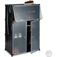Relaxdays Relaxdays, schwarz Kunststoff Schuhschrank, XL Steckregal, Schuhregal f.