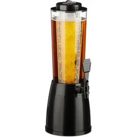 Relaxdays Biersäule mit Zapfhahn, 2,5 l, Getränkespender mit Kühlung, Biertower Garten, Zapfsäule, transparent/schwarz