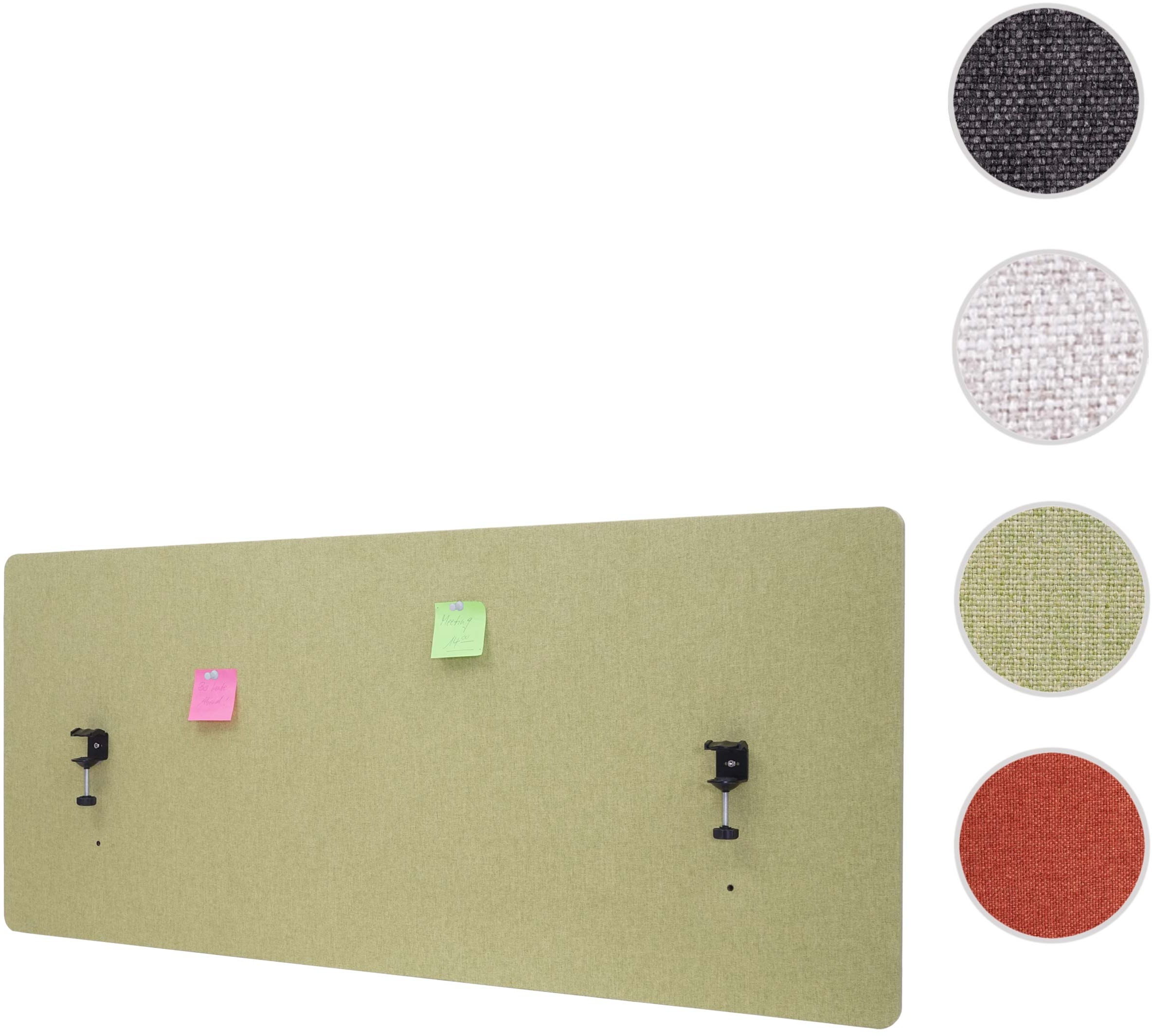 Akustik-Tischtrennwand HWC-G75, Büro-Sichtschutz Schreibtisch Pinnwand, doppelwandig Stoff/Textil ~