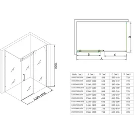 SoGood doporro Eck-Duschkabine Eckdusche 80x110x195cm Duschabtrennung mit Schiebetür ESG-Sicherheitsglas Klarglas 4-Punktbefestigung inkl....