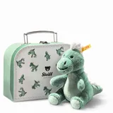 Steiff Joshi Baby T-Rex 16cm gruenblau im Koffer, Soft Cuddly Friends, Kuscheltier Dinosaurier, Stofftier Dino zum Spielen & Kuscheln, aus kuschelweichem Plüsch, waschmaschinenfest