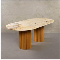 MAGNA Atelier Esstisch Montana mit Marmor Tischplatte, Küchentisch, Eichenholz Gestell, Dining Table 200x100x76cm beige
