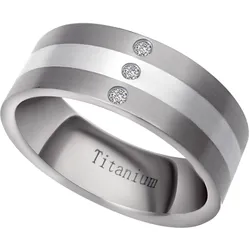 Partnerring FIRETTI "Schmuck Geschenk "LIEBE" Titan" Gr. 17, silber (titanfarben, silberfarben, kristallweiß), Fingerringe, 17,mit Zirkonia, Titan-Silber 925 (Sterlingsilber), 7,5mm, Titan, Silber 925 (Sterlingsilber), mit oder ohne Zirkonia (synth.)