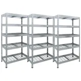 Master Regale 3er-Set Rivet Schwerlastregal mit Stahlgitter-Boden 180x90x45cm(HxBxT) 5 Böden 250 kg pro Boden verzinkt. Steckregal Metallregal Kellerregal Lagerregal Werkstattregal Garagenregal
