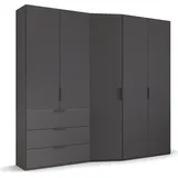 Rauch Drehtürenschrank WAVE 247 x 222 x 60 cm Grau/Schwarz