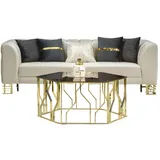 aea Luxus Dreisitzer Couch Sofa 3 Sitzer Polstercouch Edelstahl Gold Beige