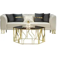 aea Luxus Dreisitzer Couch Sofa 3 Sitzer Polstercouch Edelstahl Gold Beige