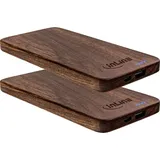 InLine 2er woodplate, USB Powerbank 5.000mAh, mit LED Status Anzeige, Echtholz,