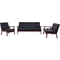 vidaXL Couch Kunstleder 3-Sitzer Schwarz