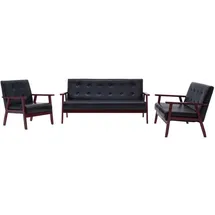 vidaXL Couch Kunstleder 3-Sitzer Schwarz