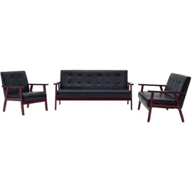 vidaXL Couch Kunstleder 3-Sitzer Schwarz