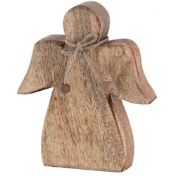 Amagohome Dekofigur Engel Holzfigur 15x13cm Glücksengel Weihnachtsdekoration Mangoholz