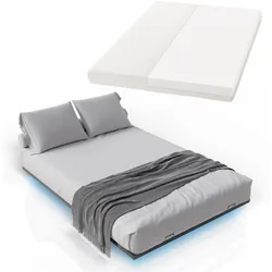 Juskys Metallbett Palamos 140x200 cm mit Matratze, Lattenrost & LED - Schwebebett, Bett - Schwarz