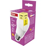 EMOS LED Lampe A60-Birne, 7W Ersatz für 60W Glühbirne, klassische Birne mit E27 Sockel, Helligkeit 806lm, Warmweiß 2700K, 30000h Lebensdauer, , ZQ5E41