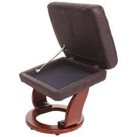 MCA Furniture MCA Relaxsessel HWC-J42, Fernsehsessel TV-Sessel Hocker, Stoff ~ schwarz-braun Wildleder-Imitat, Gestell Walnuss-Optik